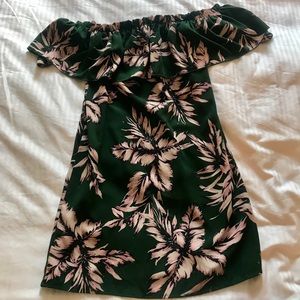 Off the shoulder palm leaf dress